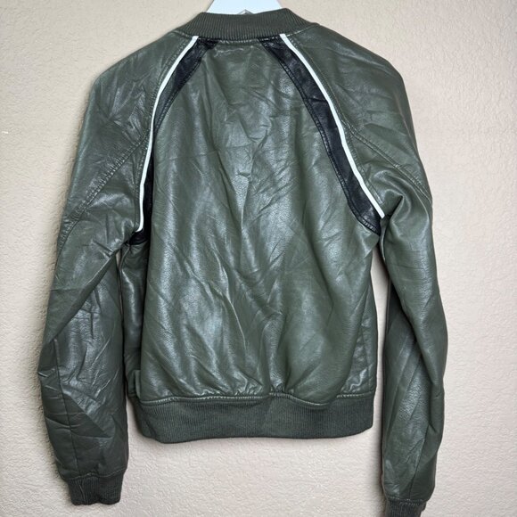 Joes Ss Collection Womens Faux Leather Bomber Jacket Size S Olive Green - Picture 3 of 9